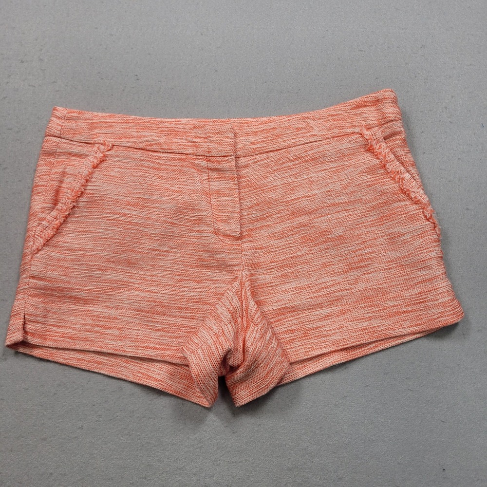 Trina‎ Turk Womens Orange White Tweed Textured Frayed Hem Shorts Size 4 162515